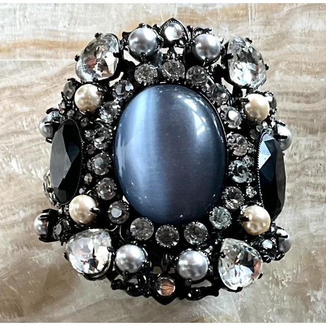 Vintage Erickson Beamon Smokey Gemstone Bracelet Cuff For Sale - Image 11 of 12
