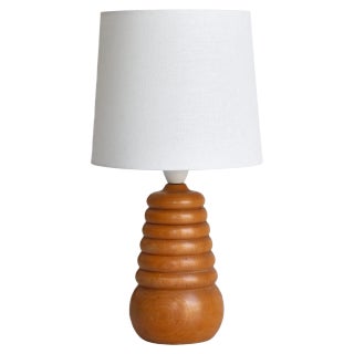 Table Lamp in Turned Beechwood Scandinavian Modern, Denmark, 1950s For Sale