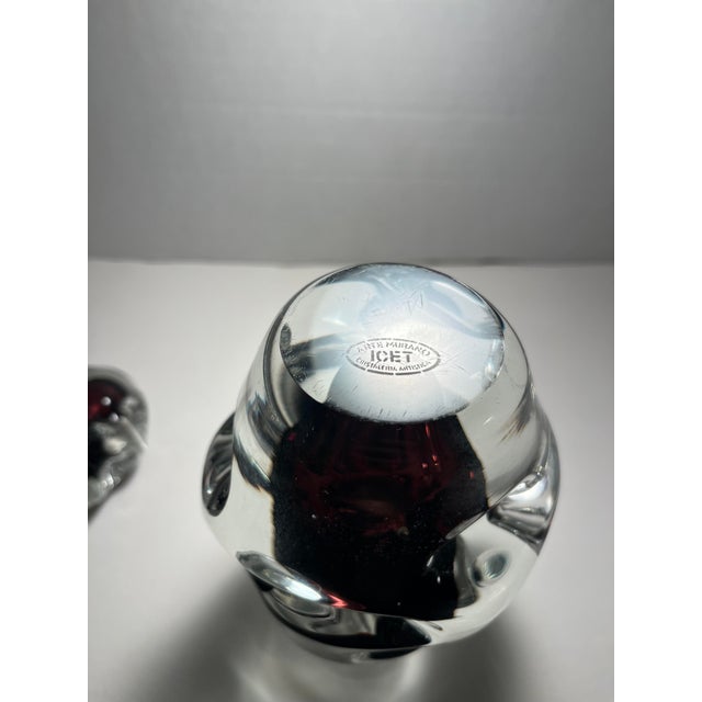 Vintage Murano Icet Art Glass Decanter Cranberry & Clear Sommerso Hand Blown 9.5" For Sale - Image 4 of 6