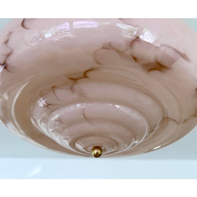 Art Deco Pendant Light in Pink Marble Glass, 1930s For Sale - Image 14 of 18