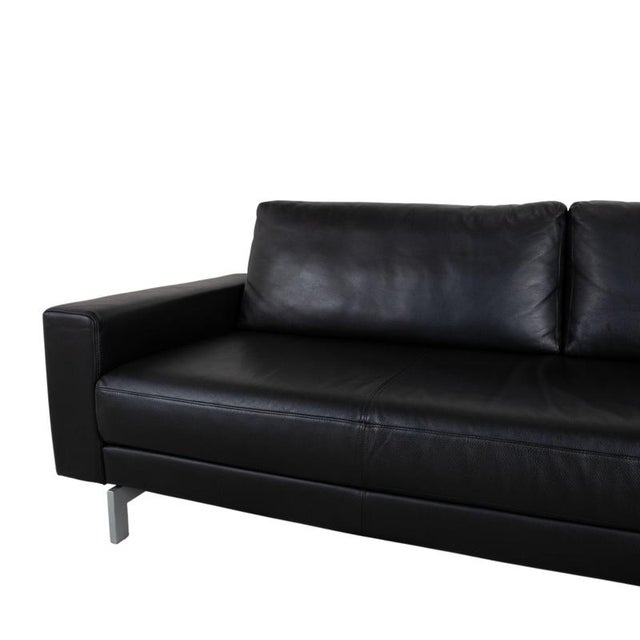 Vida 3-Seater Sofa in Black Leather from Rolf Benz For Sale - Image 4 of 13