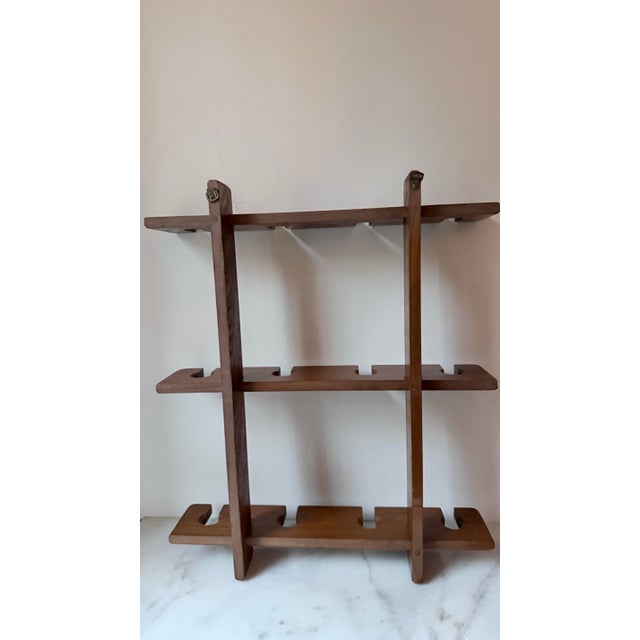 Vintage Mid-Century Teak Wine Glass Rack – Wall Mounted 12-Stemware Holder For Sale - Image 11 of 11