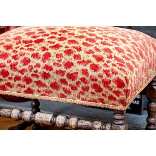 2020s Vintage Spool Leg Bench Upholstered in Animal Fabric For Sale - Image 5 of 5