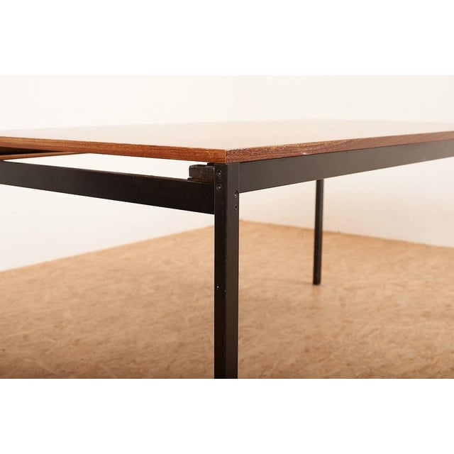 Black Series II Desk with Wenge Veneered Top, Black Lacquered Tubular Steel Frame & Extensions by Dieter Waeckerlin for Idealheim, 1964 For Sale - Image 8 of 18
