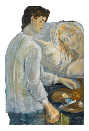 Evelyne Luez, Le Peintre à son Chevalet, Oil on Canvas