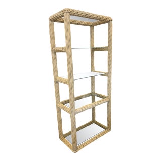 Braided Pencil Weave Rattan Etagere For Sale