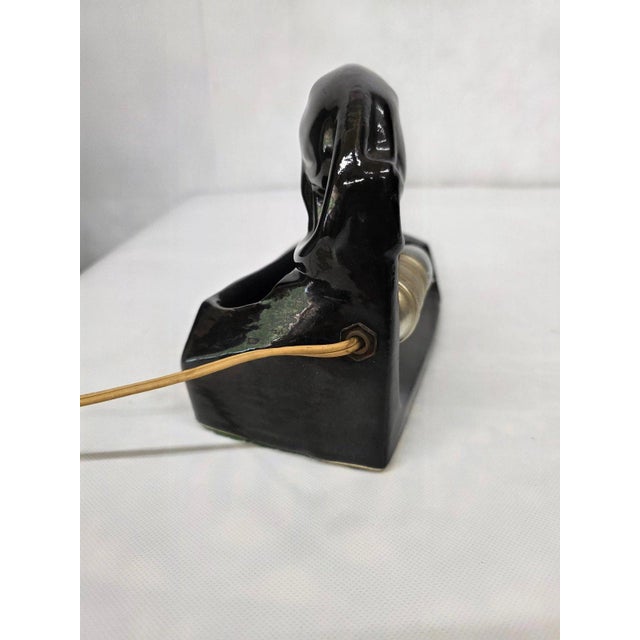 Ceramic 1950s Black Panther Tv Lamp Ceramic Jungle Cat Light Mid Century Modern For Sale - Image 7 of 8