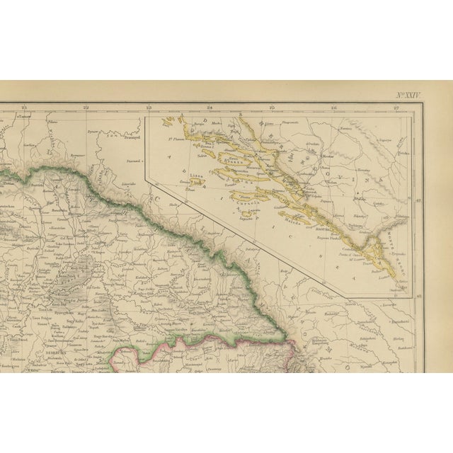 Antique Map of Hungary, Transylvania, Dalmatia and Croatia, 1860s For Sale - Image 4 of 9