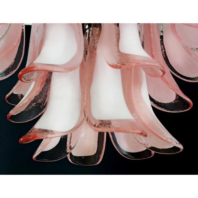 Italian Petals Chandelier in Pink and White Murano For Sale - Image 14 of 15