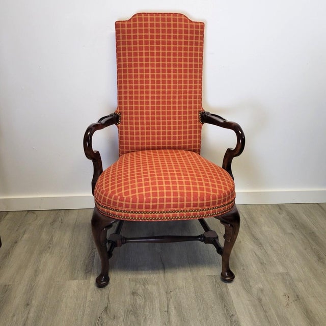 Persimmon Pair of Vintage Century Furniture French Louis XV Revival Walnut Armchairs With Nailhead Trim For Sale - Image 8 of 15