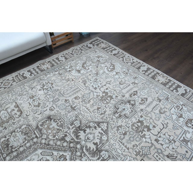 1970s 1970s Vintage Persian Handmade Wool Cotton Brown Area Rug For Sale - Image 5 of 11