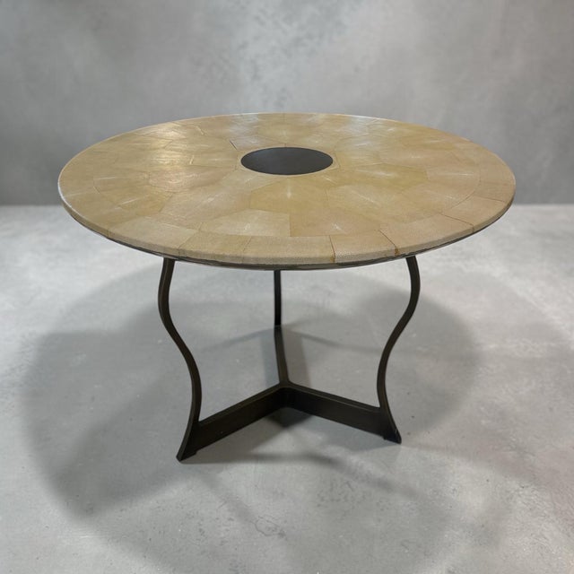 Metal Promemoria Erasmo Shagreen and Bronze Center Table For Sale - Image 7 of 11
