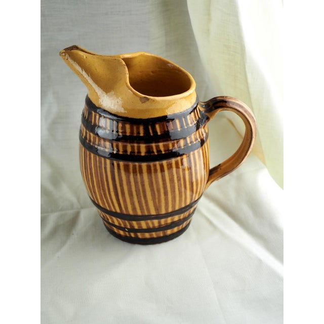Yellow Early 20th Century Provencal Pottery, French Folk Art French Pub / Café Jug For Sale - Image 8 of 12