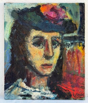 Gorgeous Vintage Oil Painting : Robert Aaron Frame Oil Portrait Painting, 1960