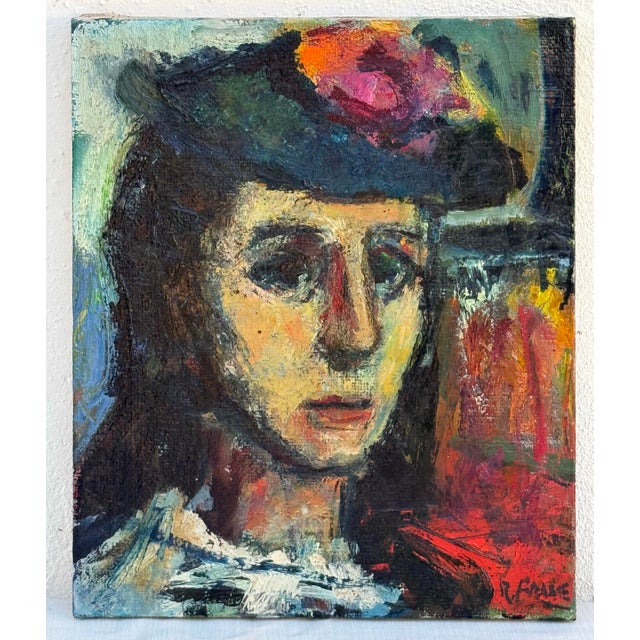 Vintage Robert Aaron Frame Oil Portrait Painting, 1960 For Sale