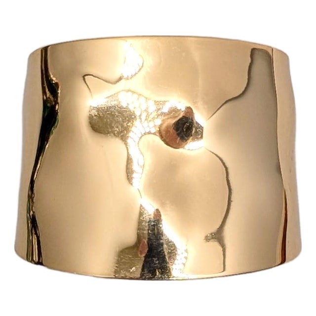 Vintage 1977 Signed Napier Book Piece Goldtone Wavy Cuff Bracelet For Sale