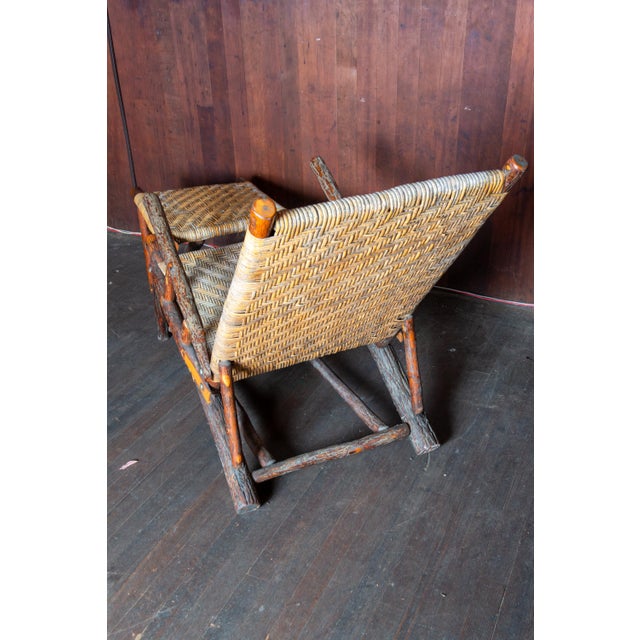 1940s 1940s Old Hickory Chaise Lounge in Hickory & Cane, Adirondack Style For Sale - Image 5 of 13