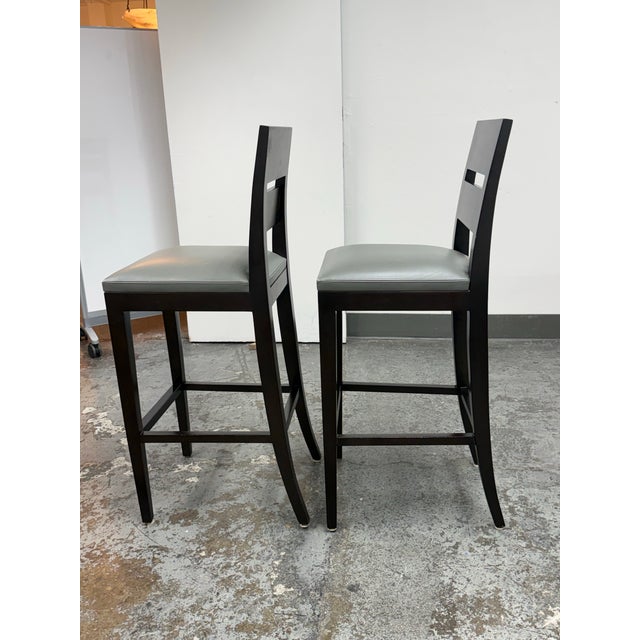 Holly Hunt Christian Liaigre for Holly Hunt Archipel Leather Barstools, Pair For Sale - Image 4 of 12