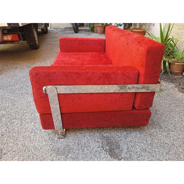 Fasce Cromate Sofa in Red Fabric by Luigi Caccia Dominioni for Azucena, 1960s For Sale - Image 18 of 18