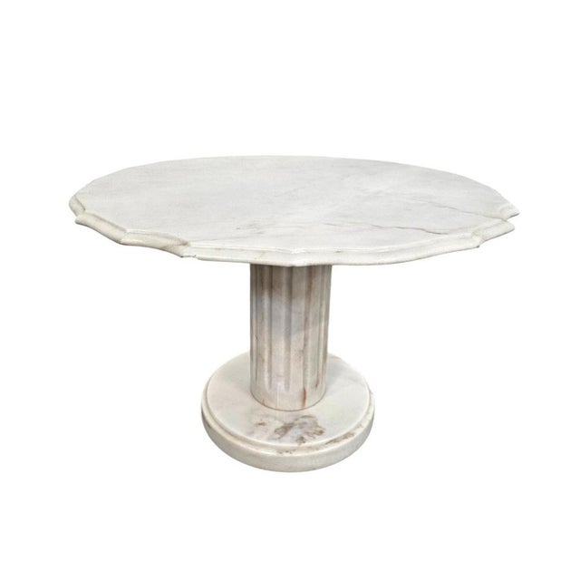 Neoclassic White Drapery Marble Side or Coffee Table, Italy For Sale - Image 18 of 18