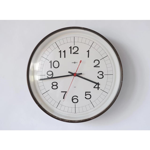 1950s Large Industrial Mid-Century Modern Howard Miller Metal School Clock For Sale - Image 13 of 13