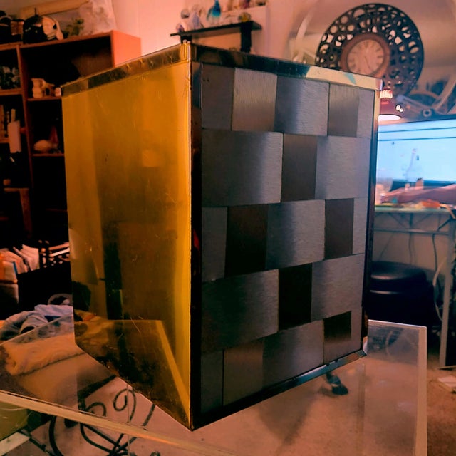 1980s 1970s Vintage Stylebuilt Accessories Ltd Hollywood Regency Style Woven Brass Wastebasket For Sale - Image 5 of 8