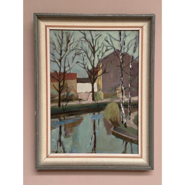 Ingvar Björk, Landscape with Trees & Buildings, 1948, Oil on Canvas, Framed For Sale - Image 18 of 18