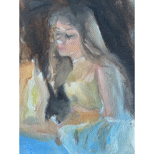 Lovely, painterly portrait, signed en recto, on stretched canvas over wood, and ready to stand. Great heft, mellow colors....