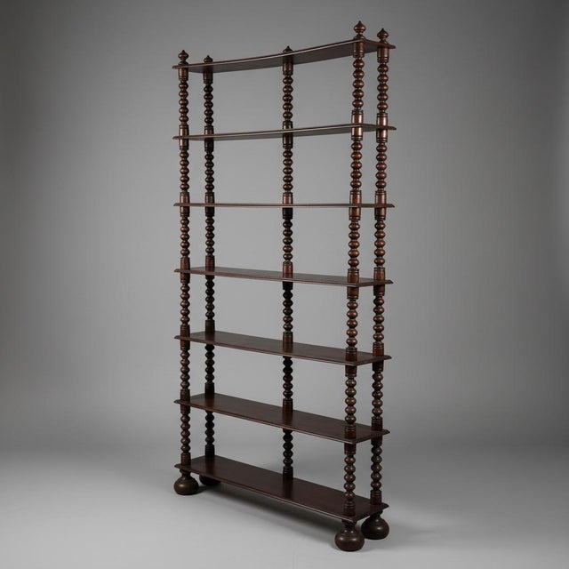 French Bobbin Walnut Bookcase, 1950s For Sale - Image 6 of 6