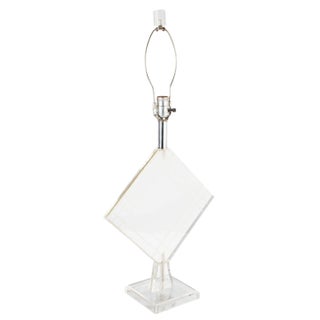 1970s Etched Geometric Lucite Table Lamp For Sale