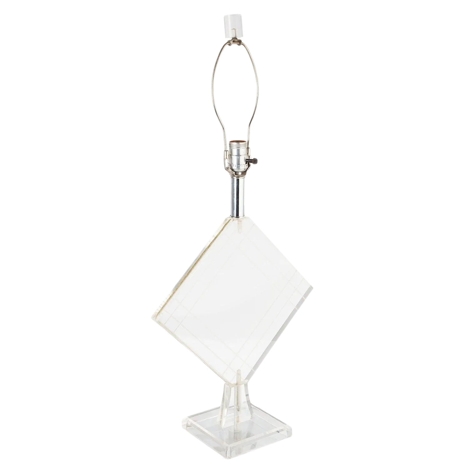 Diamond Shaped Lucite Table Lamp | Chairish