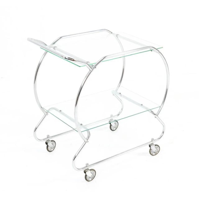 Metal Art Deco Nickel-Plated Brass Serving Trolley, 1930s For Sale - Image 7 of 13