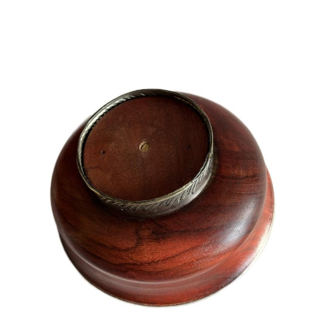 2000 - 2009 Tibetan Burl Wood and Silver-Lined Libation Bowl For Sale - Image 5 of 7