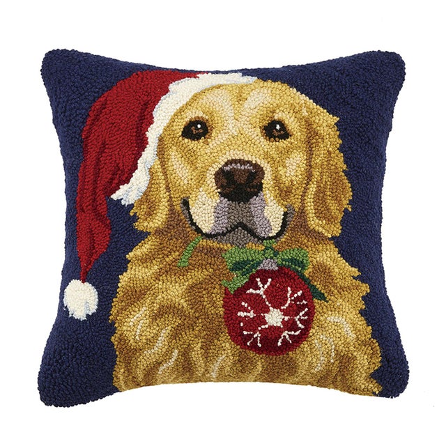 A festive way to spruce up your home for the holidays and winter season! 100% wool hooked throw pillow / accent pillow....