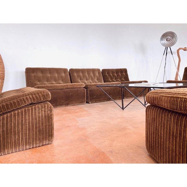 Modular Sectional Sofa in Velvet Corduroy from Dux International, Sweden, 1970s, Set of 7 For Sale - Image 3 of 6