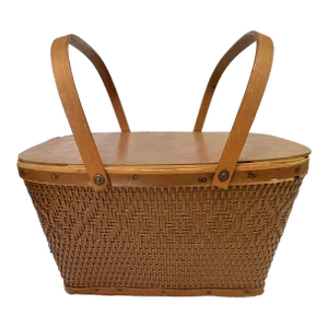 1950's Redmon Style Woven Wood Picnic Basket