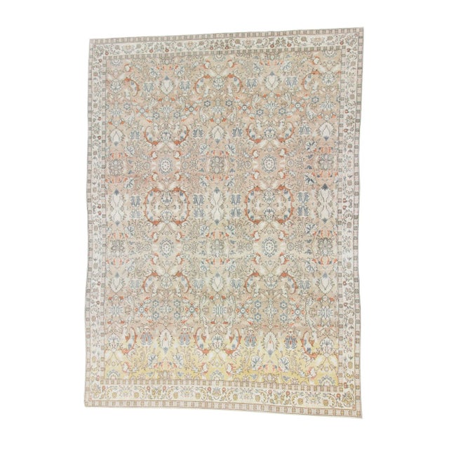 Textile 1960s Vintage Floral Turkish Oushak Rug- 9′6″ × 13′1″ For Sale - Image 7 of 7