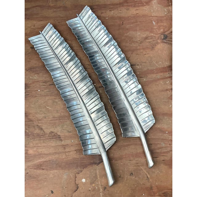 Vintage Bruce Fox Aluminum Banana Leaf Platters - Set of 2 For Sale - Image 11 of 17