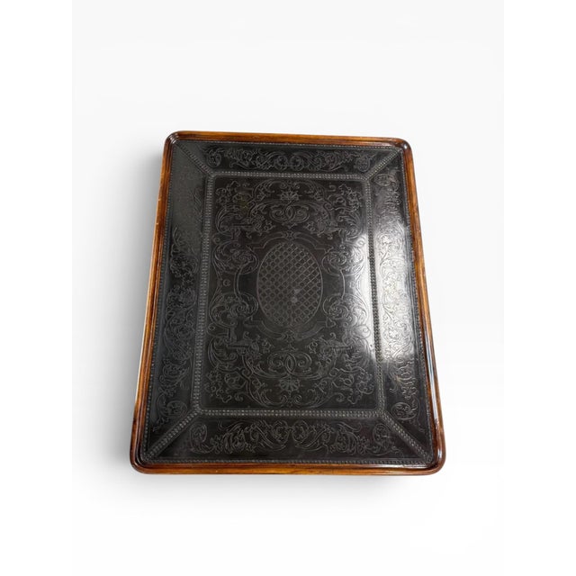 Brown Theodore Alexander Louis XIII Style Etched Brass Tray Top Coffee Table For Sale - Image 8 of 16