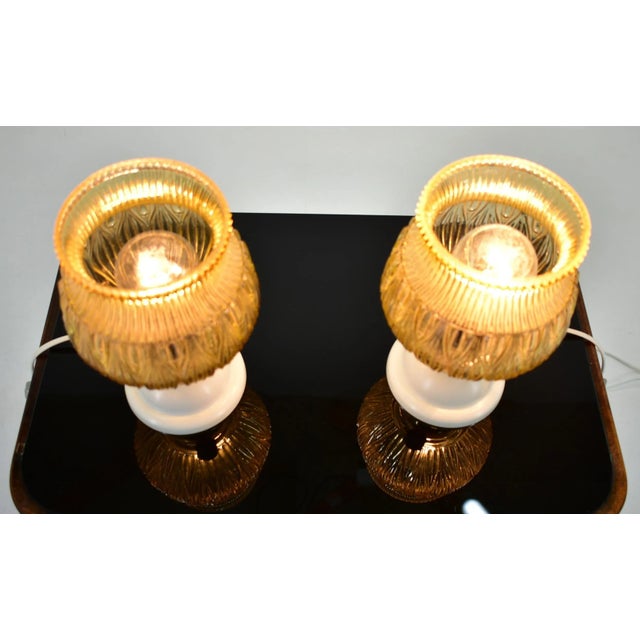 Glass Mid-Century Table Lamps, Czechoslovakia, 1970s, Set of 2 For Sale - Image 7 of 12