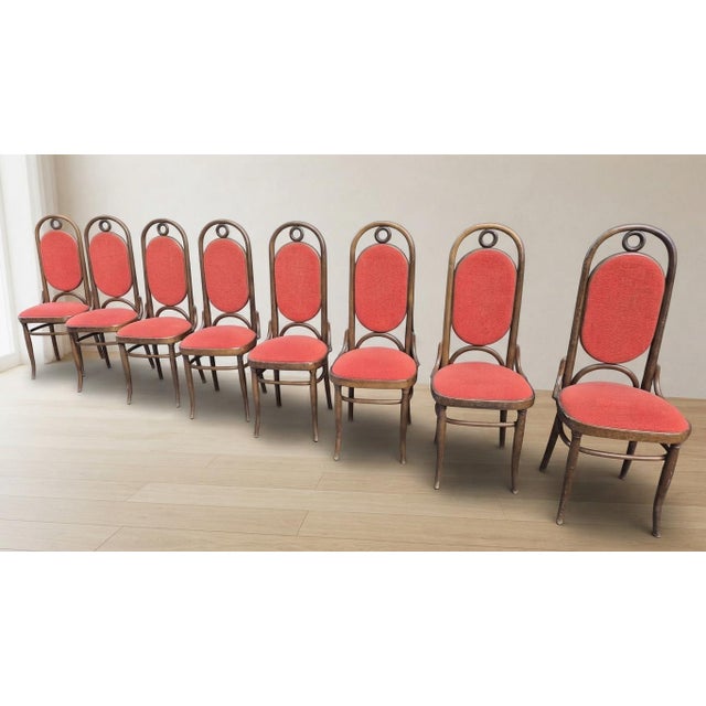 Vintage Bentwood Dining Chairs with High Backrests from Thonet, 1920s, Set of 8 For Sale - Image 3 of 7