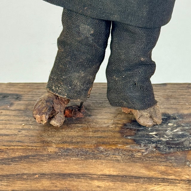 Early 20th Century Primitive "The Chimney Sweeper" Clay Figure on Stand For Sale In New York - Image 6 of 10