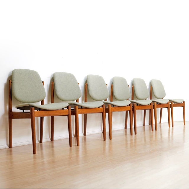 1960s Set of Six Danish Modern Model 203 Dining Chairs Arne Vodder for France & Son For Sale In Los Angeles - Image 6 of 15