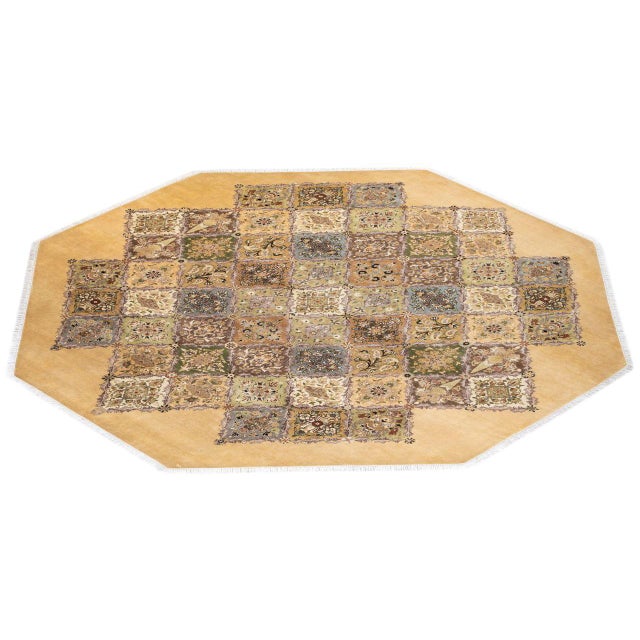 Yellow Mogul, One-of-a-Kind Hand-Knotted Area Rug - Yellow, 9' 1" x 9' 1" For Sale - Image 8 of 8