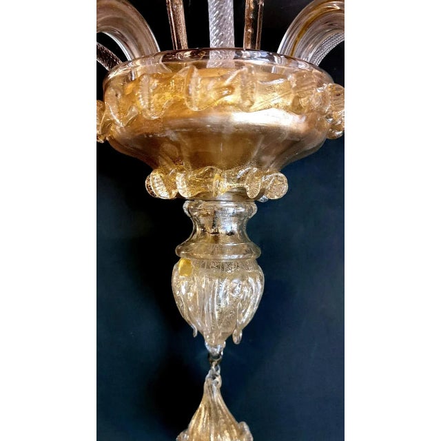 Art Nouveau Italian Murano Glass Wall Sconce in Blown Glass and Gold, 1950s For Sale - Image 11 of 13