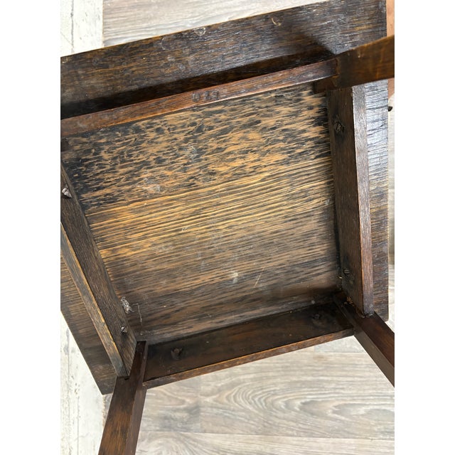 Brown Antique Mission Arts and Crafts Style Oak Side Table For Sale - Image 8 of 8