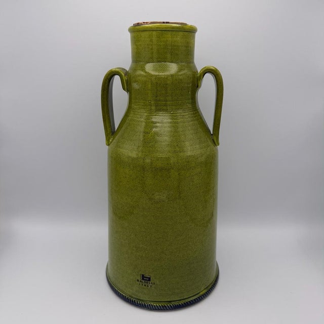 Mid-Century Modernist Italian Green Ceramic Carafe with Cork by Baldelli For Sale - Image 14 of 14