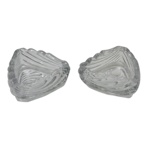 Early 20th Century Cambridge Glass Caprice Clear Art Deco Triangular Ashtrays - a Pair