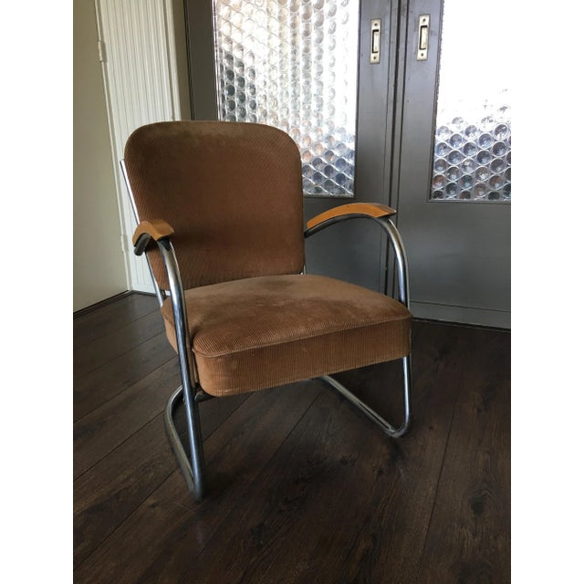 Textile Fabric & Tubular Steel Industrial Model 436 Lounge Chair by Paul Schuitema for D3 Rotterdam, 1930s For Sale - Image 7 of 8