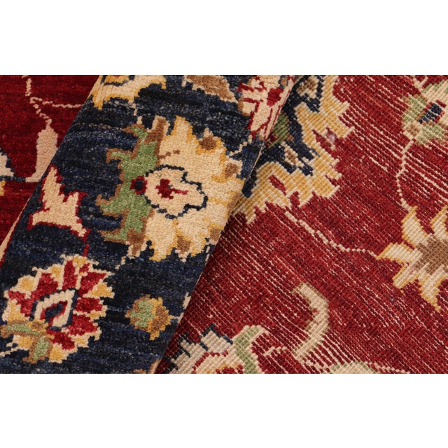 Textile Oriental Ziegler Red Blue Hand-Knotted Wool Rug - 8'0'' X 9'9'' For Sale - Image 7 of 8